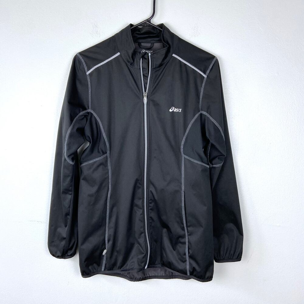 Asics Running Jacket Full Zip Black Water Repellant Activewear Women Size‎ Small
